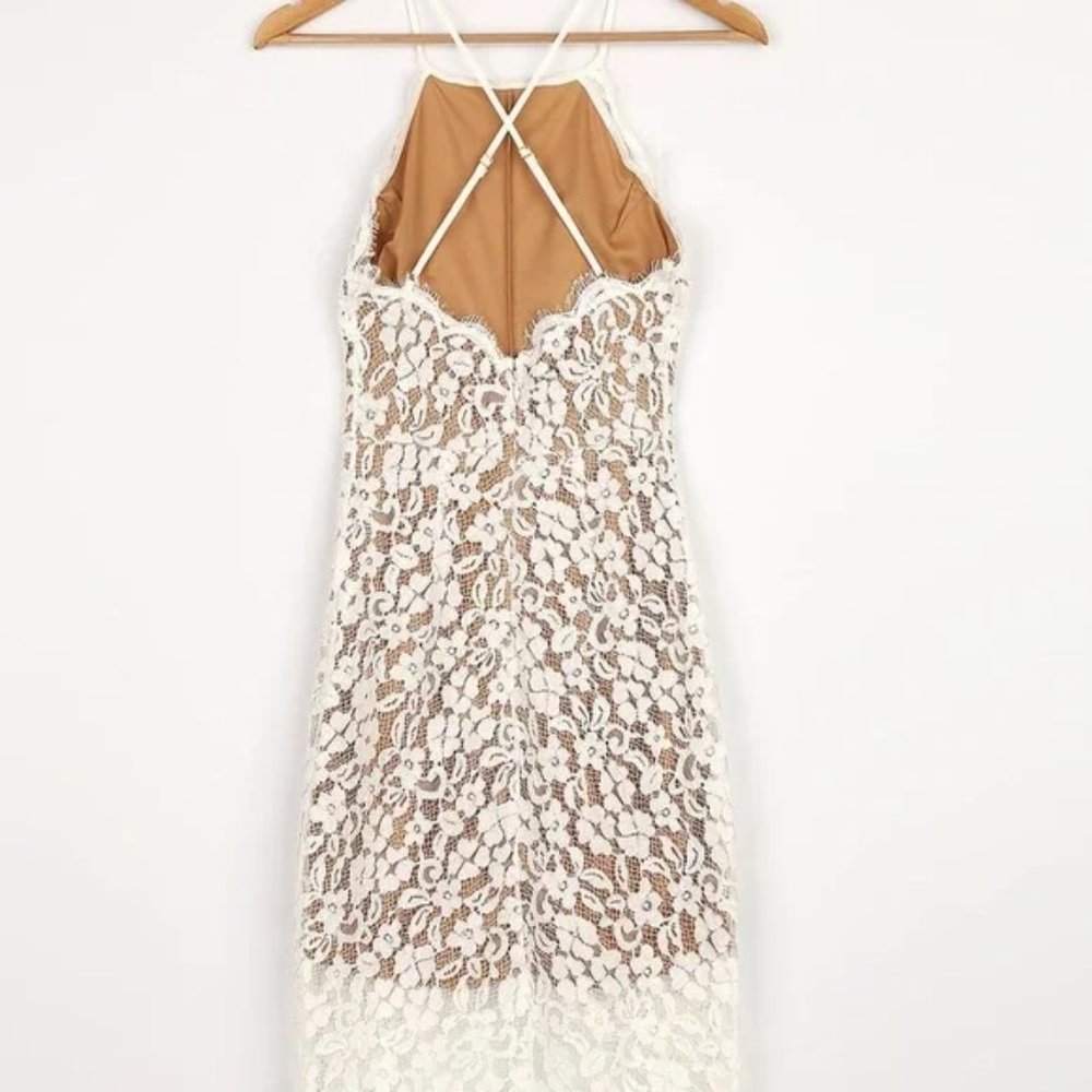 Lulus High Low Midi Lace Dress; perfect bridal shower, wedding, reception dress - Picture 3 of 7